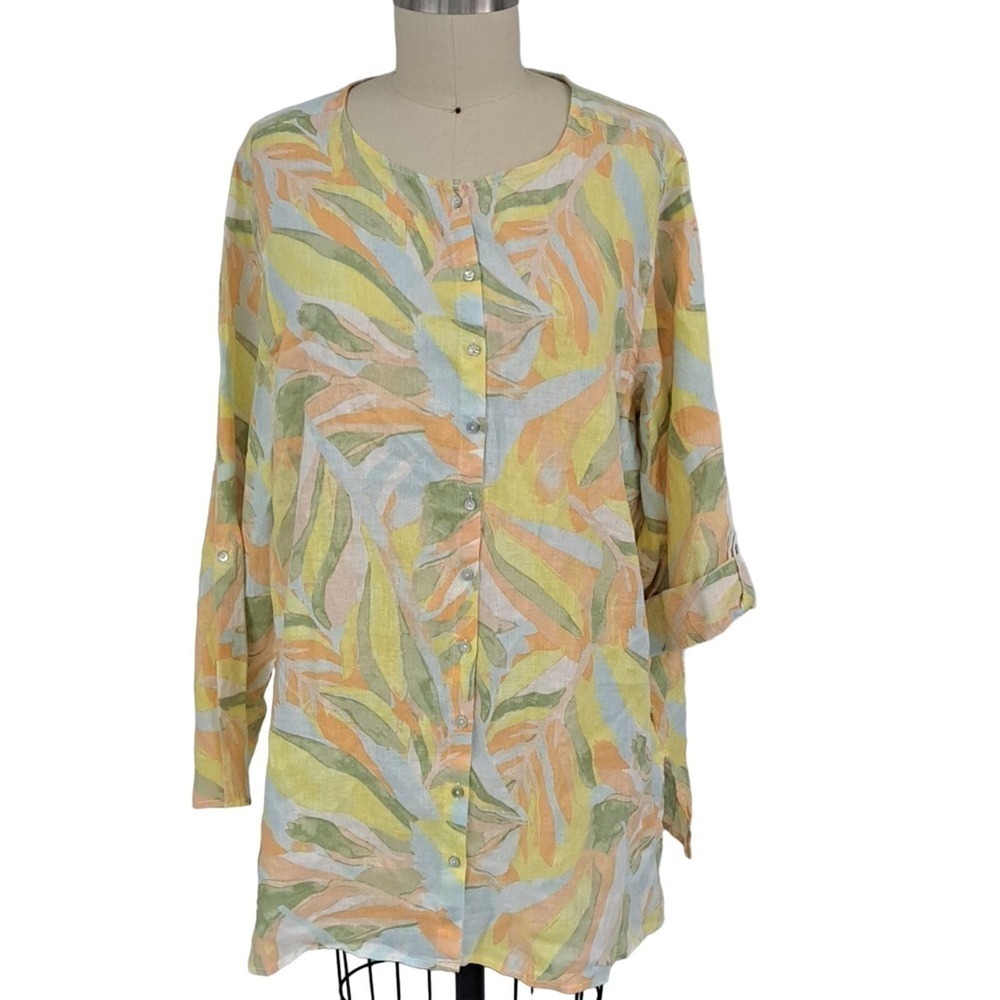 New Rachel Zoe 100% linen Pastels Tunic blouse size 3x With Tags